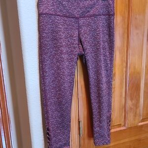 Prana Maroon And White High-Waisted Leggings Size L